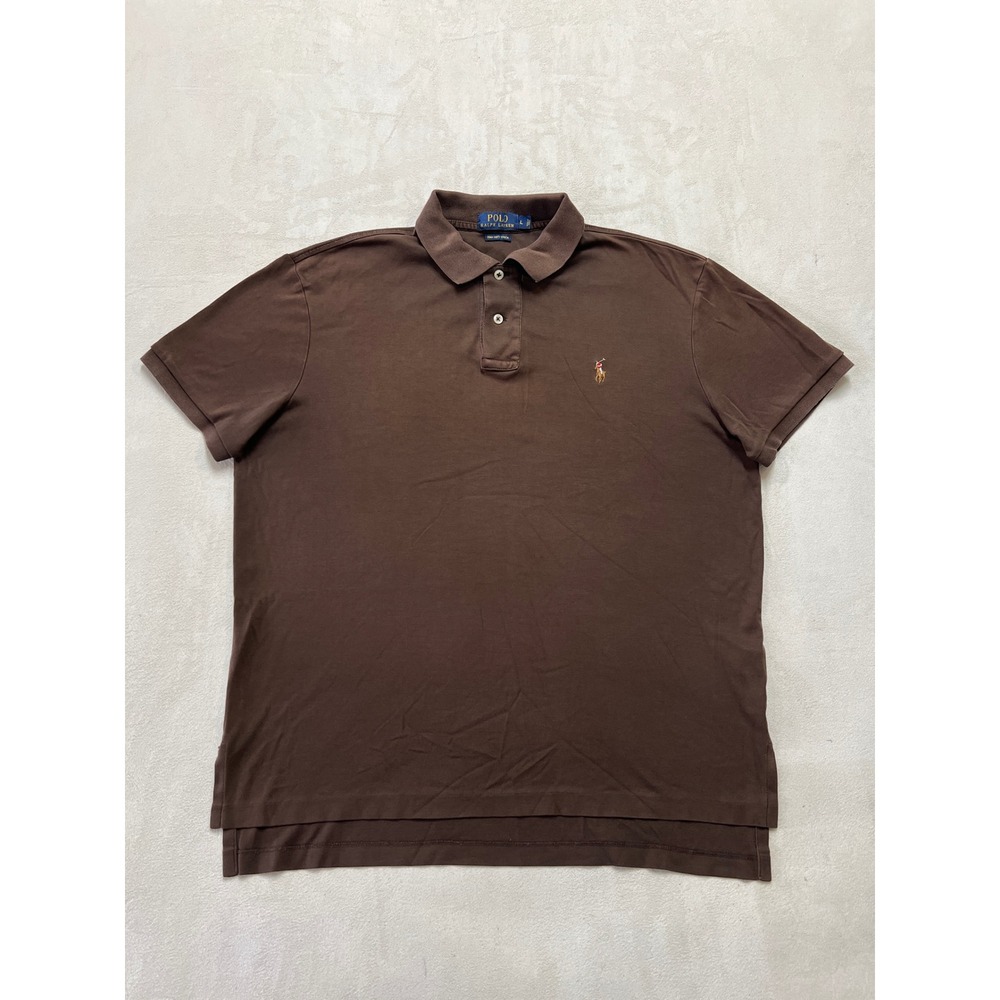 Polo Ralph Lauren Mens Pima Soft Touch Cotton Polo Shirt Brown Large Multi Pony